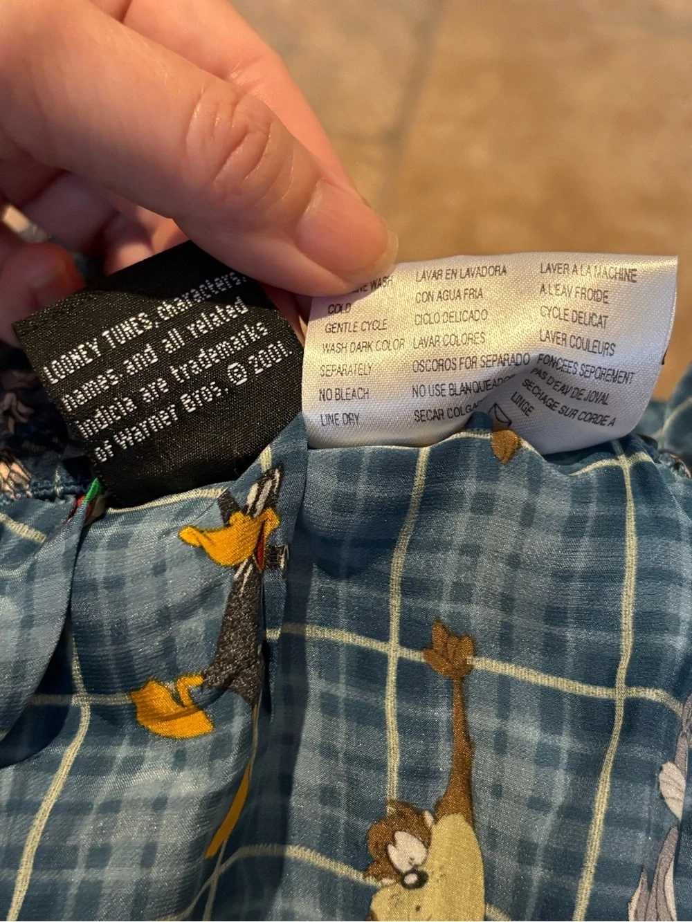 NWT~Vtg 2001 Looney Tunes Blue Plaid 100% Silk Boxer Shorts Size Medium